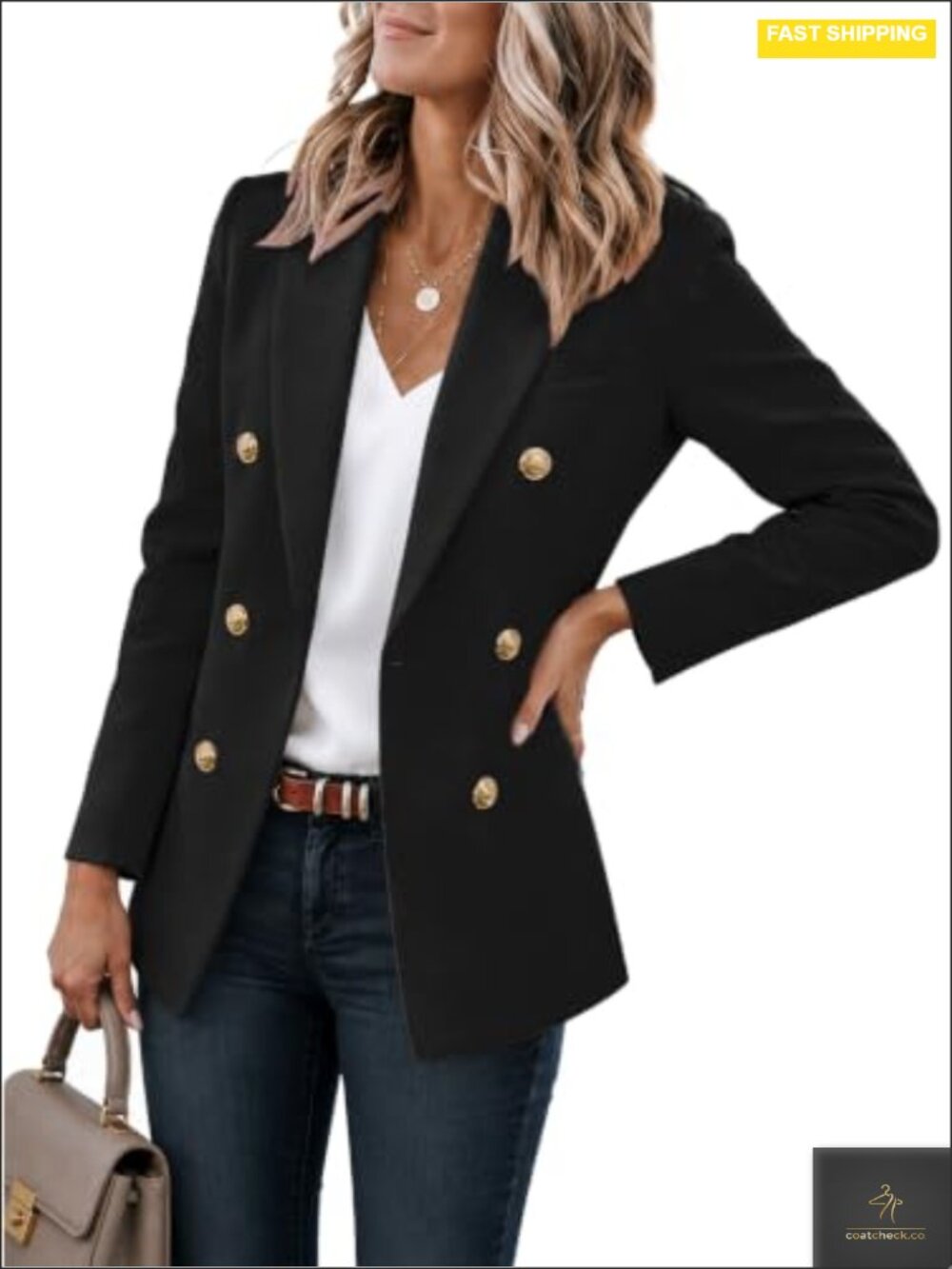 Women's Double Breasted Blazer Full Lined Long Sleeve Office Work Suit Jacket